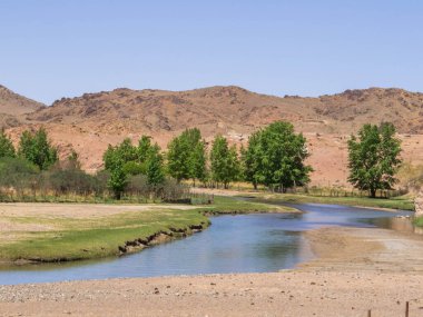 Gobi Çölü, Moğolistan 'daki Ongi Nehri manzarası
