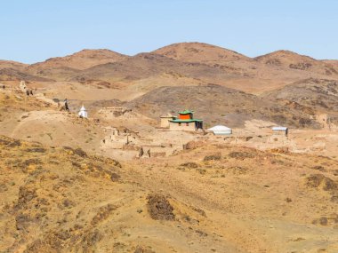 Gobi Çölü, Moğolistan 'daki Ongi Manastırı manzarası