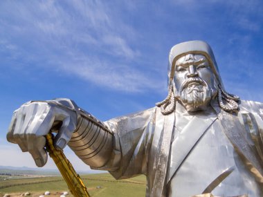 Ulaanbaatar, Moğolistan yakınlarındaki Chinggis Khaan Heykel Kompleksi 'nin görüntüsü
