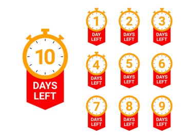 Countdown days left number with timer clock. clipart