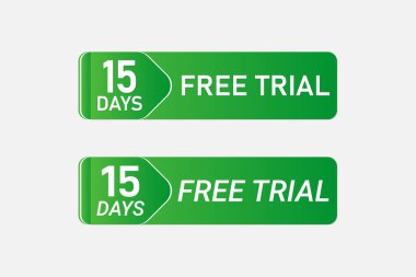 15 Gün ücretsiz deneme web düğmesi ve etiket tasarımı. 