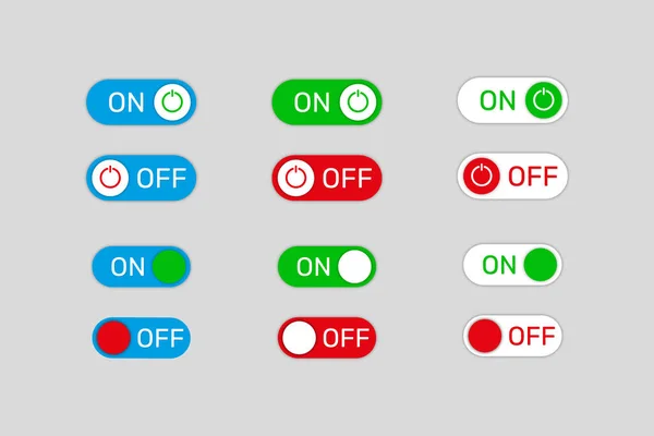 電源オフ赤と緑のボタンセットデザイン — ストックベクタ