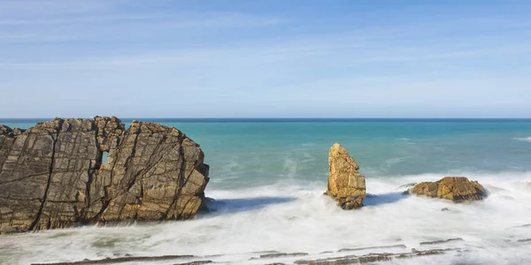 Olas Playa Urros Arnia Cantabria España — Foto de Stock