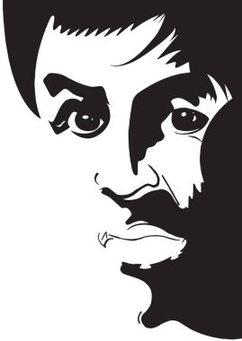 Ressamda genç yetişkin bir erkeğin dijital çizimleriyle dolu bir yüz. 