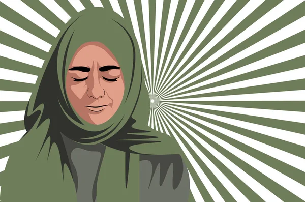 Asiatische Arabische Iranische Islamische Muslimin Die Hijab Trägt Schließt Die — Stockvektor