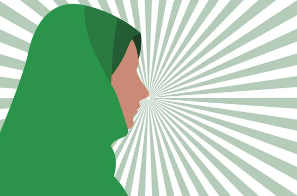 Asiatische Arabische Iranische Islamische Muslimin Mit Hijab Schweigt Seite Gesicht — Stockvektor