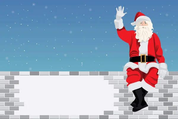 Christmas Illustration Santa Claus Сидячи Стіні Розмахуючи Рукою Намальоване Векторне — стоковий вектор