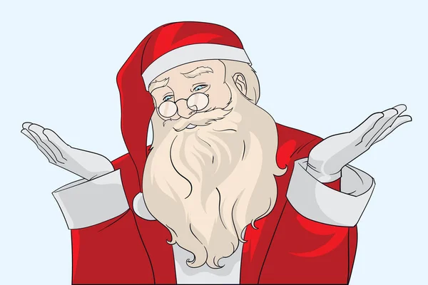 サンタの句を示す彼の空の手降伏実行アウトギフト手描かれたクリスマスベクトルイラスト — ストックベクタ