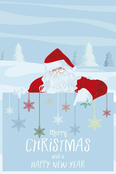 Santa Claus Souhaitant Joyeux Noël Bonne Année Tous Avec Une — Image vectorielle