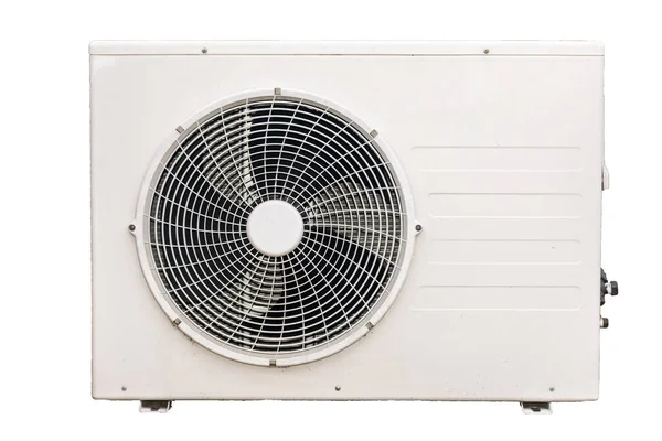 Split Airconditioning Buiten Deur Eenheid Geïsoleerd Witte Achtergrond — Stockfoto