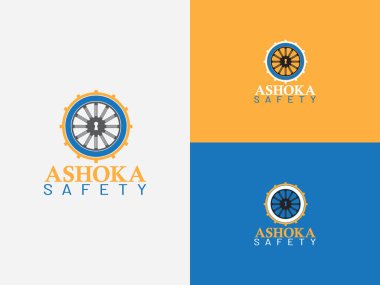 Basit yassı logo tasarımı Ashoka çakra ile Savaş Arabası tekerleği