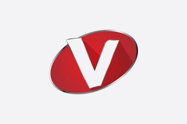 V harfi oval şeklin içine gölge düşürüyor.