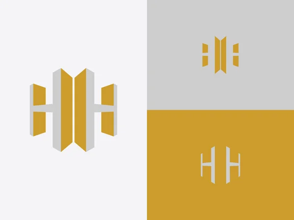 Due Alfabeto Iniziale Maiuscolo Giallo Colore Negativo Spazio Vettoriale Logo — Vettoriale Stock
