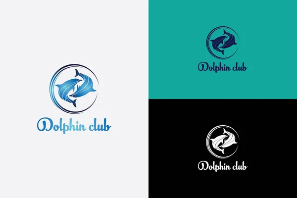 Vector Logotipo Abstracto Con Dos Delfines Adecuados Para Club Club — Vector de stock