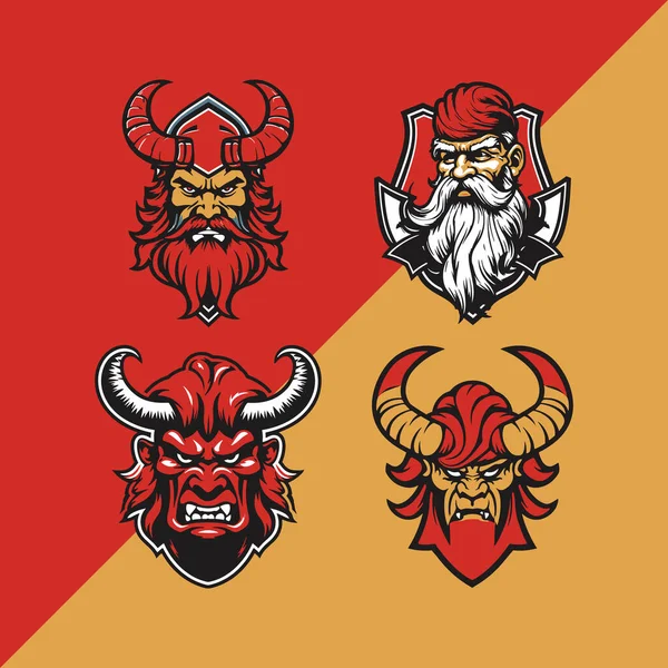 stock vector Vector Logos Depicting Kings, Warriors, and Demonic Creatures
