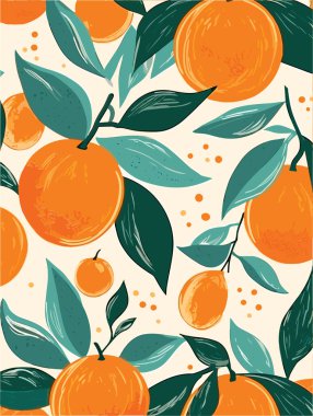 Bu büyüleyici el yapımı vektör illüstrasyonunda düz yapraklı portakallar sergileniyor. Tasarımlarınıza biraz doğal güzellik katmak için mükemmel.