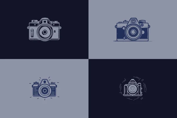 Enhance Your Brand Vintage Slr Camera Logo Set Classic Icons — Stock Vector