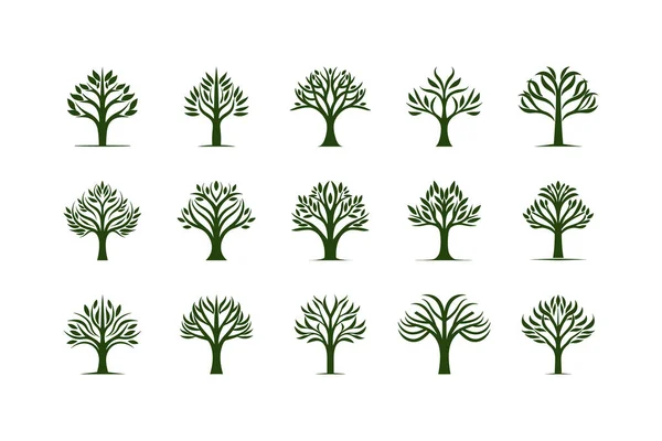 Enhance Your Brand Set Futuristic Nature Logos Featuring Simple Symbolic — Stock Vector
