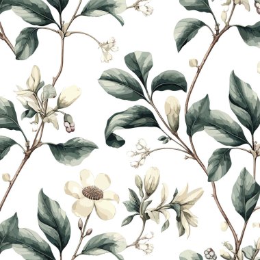 Bu klasik botanik desenli illüstrasyonla geçmişe gidip doğanın botanik harikalarının zarafetini yakalayın. Projelerinize ebedi cazibe eklemek için ideal
