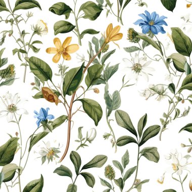 Bu klasik botanik desenli illüstrasyonla geçmişe gidip doğanın botanik harikalarının zarafetini yakalayın. Projelerinize ebedi cazibe eklemek için ideal
