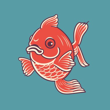 Renkli Akvaryum Balığı Dinamik Tasarım Projeleri için Basit Vektör Simgesi ResmiComment