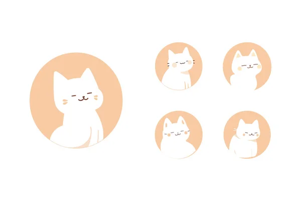 Okouzlující Plochý Vektor Logotyp Sada Představovat Nádherné Bílé Kočky Pozadí — Stockový vektor