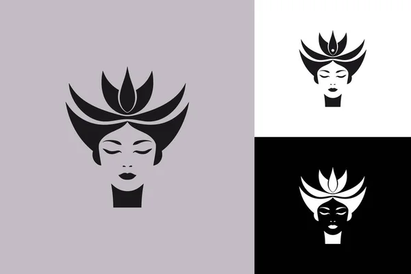 Élégant Sophistiqué Logo Vectoriel Minimaliste Dispose Une Tête Couronnée Femme — Image vectorielle