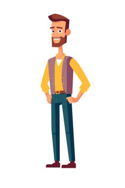 Saçları budanmış, bıyıklı gömlek pantolon ve ceket giymiş elleri belinde gülümseyen yakışıklı bir genç.