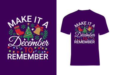 Bayram unsurları ve neşeli bir Aralık atmosferini destekleyen bir yazı içeren mor tişört. Noel ağacı, çan ve çorap gibi bayram sembolleri de içeriyor. Kutlamalar ve mevsimlik toplantılar için mükemmel..
