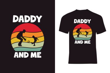 Bir baba ve çocuğu birbirine bağlayan retro gökkuşağı tasarımı tasviri bir tişört baskısı üzerine kuruludur. Renkli ve sıcak sevgi, arkadaşlık ve aile değerleri yaratıyor..