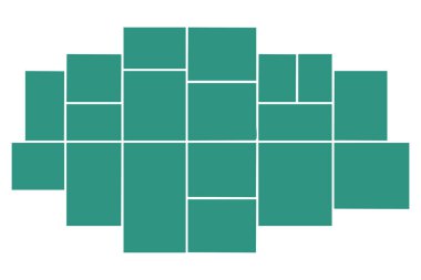 Açık arkaplanda birden fazla çerçeve bulunan esnek bir fotoğraf kolajı çizimi resmi, yaratıcı fotoğraf organizasyonunu betimliyor.