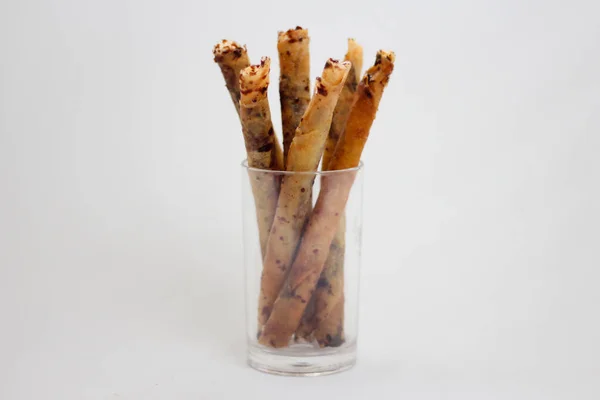 Crispy Banana Chocolate Bread Sticks — Stock Photo, Image