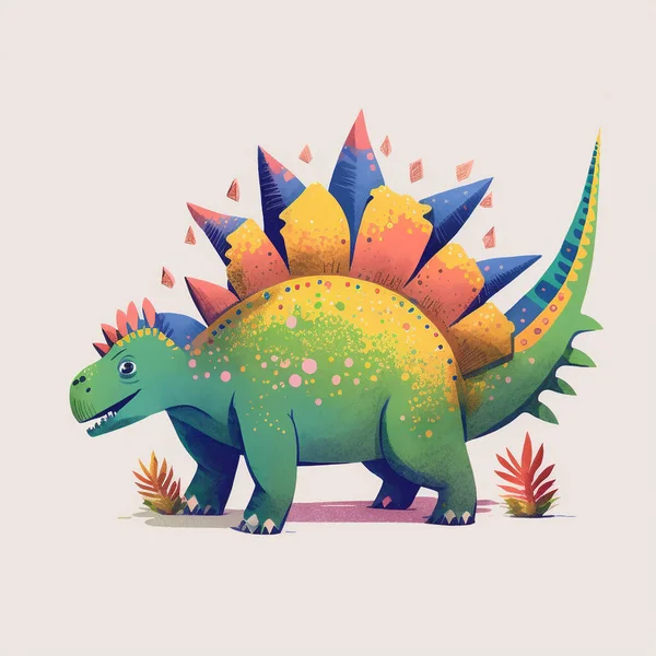 Roztomilý Kreslený Dinosaurus Ilustrace Barevných Dinosaurů — Stock fotografie