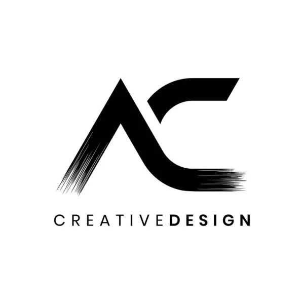 Vetor Moderno Projeto Logotipo Letra Com Textura Curso Escova — Vetor de Stock