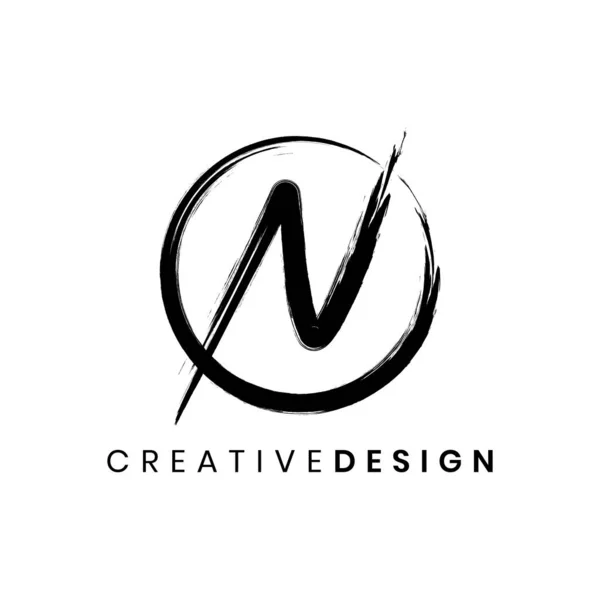 Lettre Naturelle Créative Coup Pinceau Logo Design Vecteur — Image vectorielle