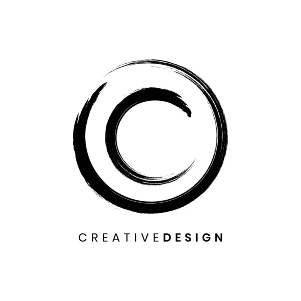 Design Créatif Dessiné Main Lettre Logo Avec Vecteur Coup Pinceau — Image vectorielle