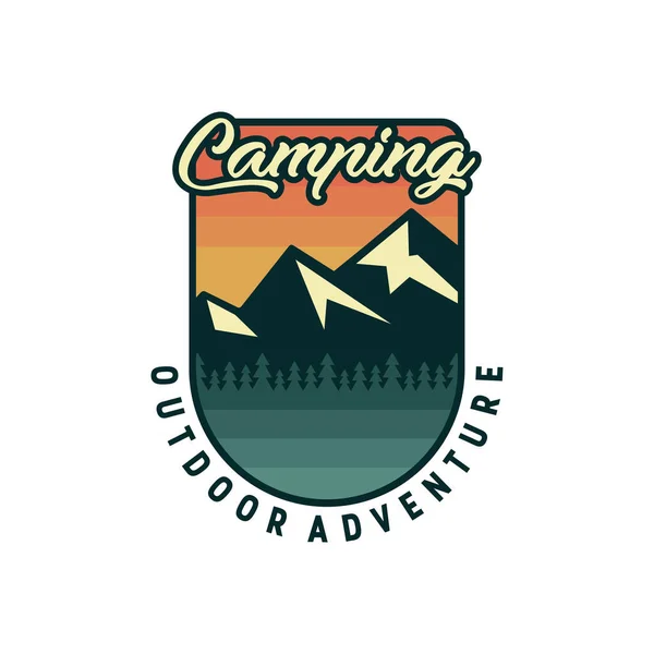 stock vector Camping outdoor adventure badge logo design vector retro style illustration