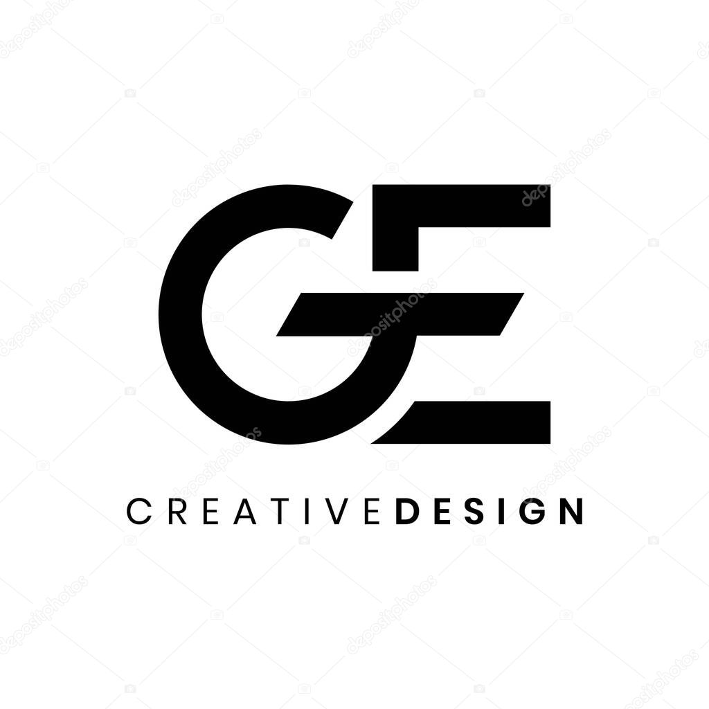 Unique creative letter GE logo design vector for business company