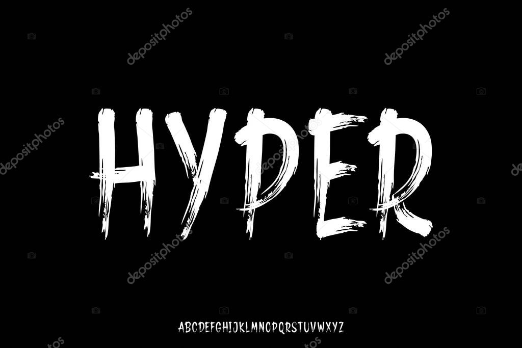 Creative handwritten textured brush stroke alphabet display font vector. Ink or paint typography style illustration