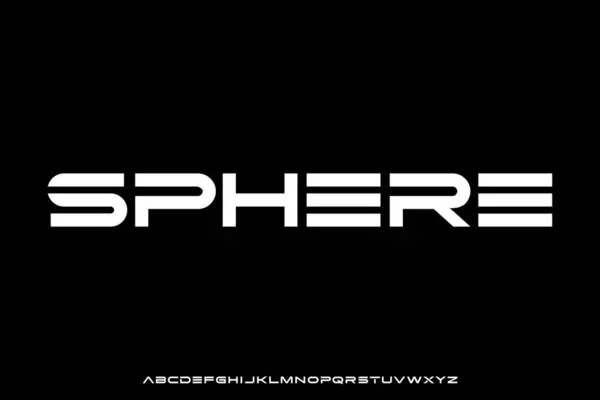 Modern geniş geometrik alfabe yazı tipi vektörü. Gelecekçi tipografi biçimi