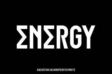 Modern dekoratif yoğunlaştırılmış serif alfabesi olmayan yazı tipi vektörü çizimi