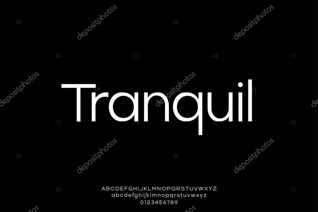 Modern clean minimalist alphabet display font vector Tranquil typography style