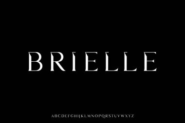 Zarif minimalist serif alfabe yazı tipi gösterim vektörü. Dekoratif tipografi biçimi