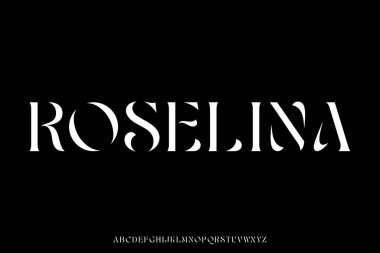 Güzel doğal stencil tipi alfabe yazı tipi vektörü. Zarif yazı karakteri