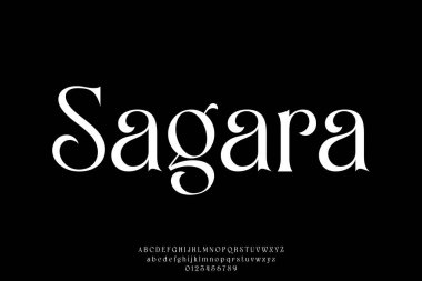 Zarif ve lüks dekoratif alfabe yazı tipi gösterim vektörü. Kavisli doğal yazı tipi