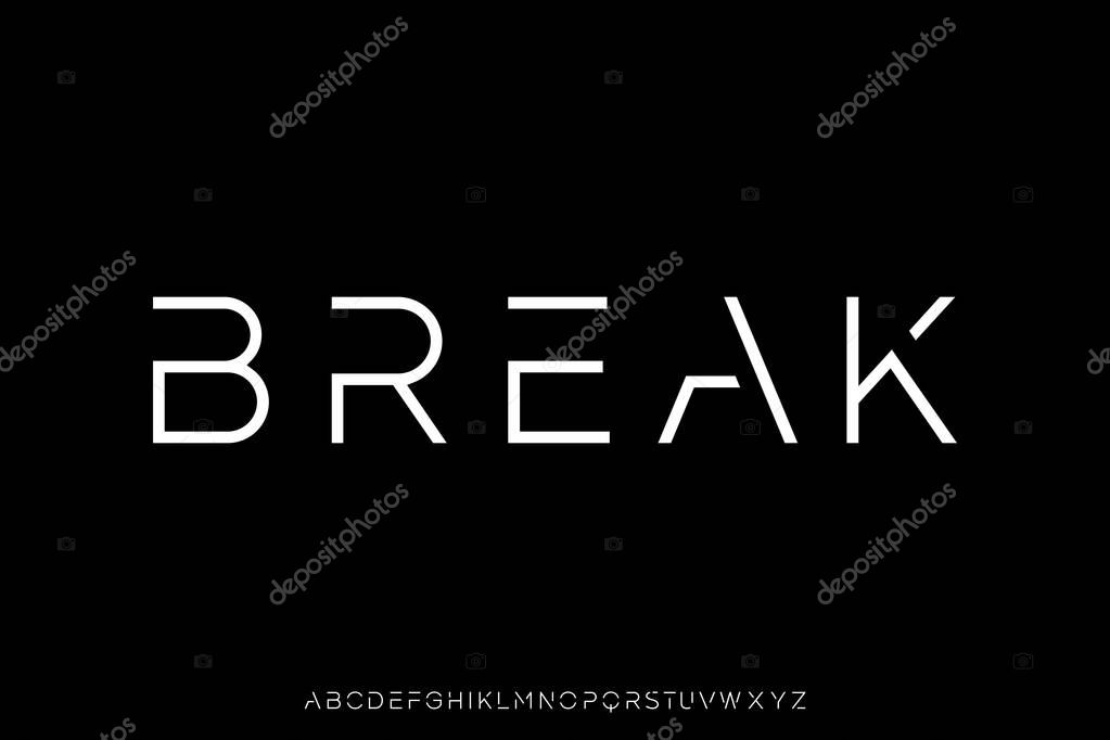 Modern creative break style sans serif alphabet display font vector