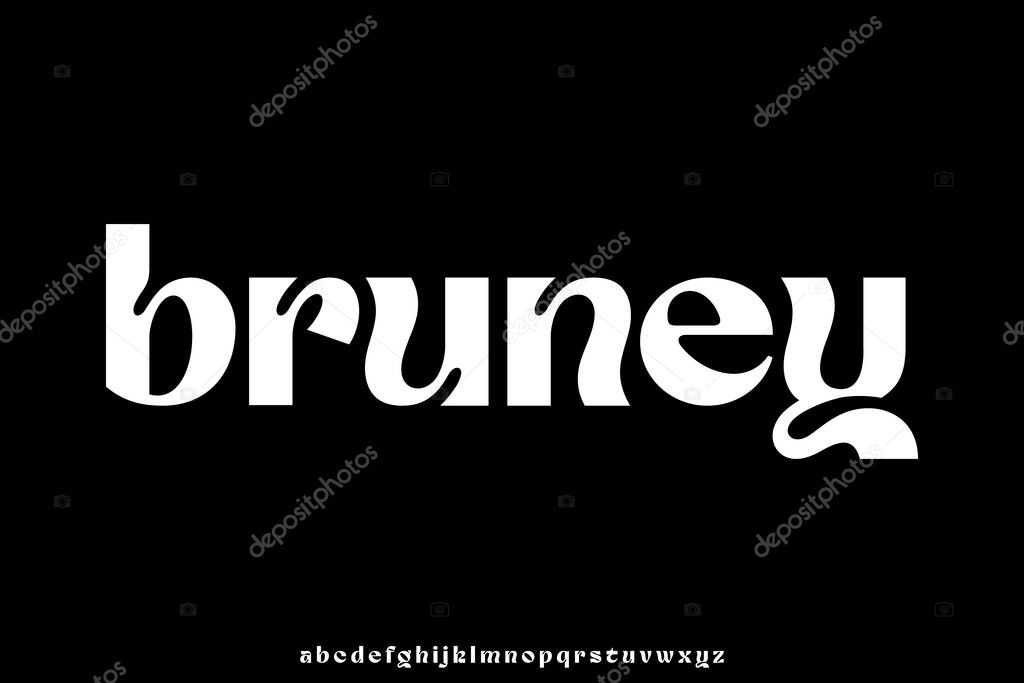 Modern trendy alphabet display font vector notched style illustration