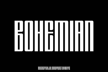 Modern özgün yoğunlaştırılmış serif alfabe yazı tipi görüntüleme vektörü yok. Yaratıcı bohem yazı karakteri