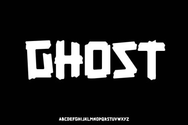 Eşsiz dekoratif hayalet alfabesi yazı tipi vektör çizimi