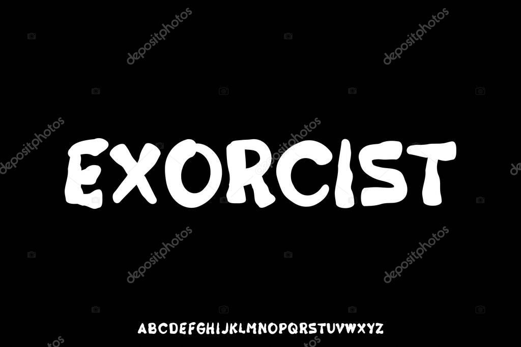 Decorative distressed exorcist alphabet display font vector illustration